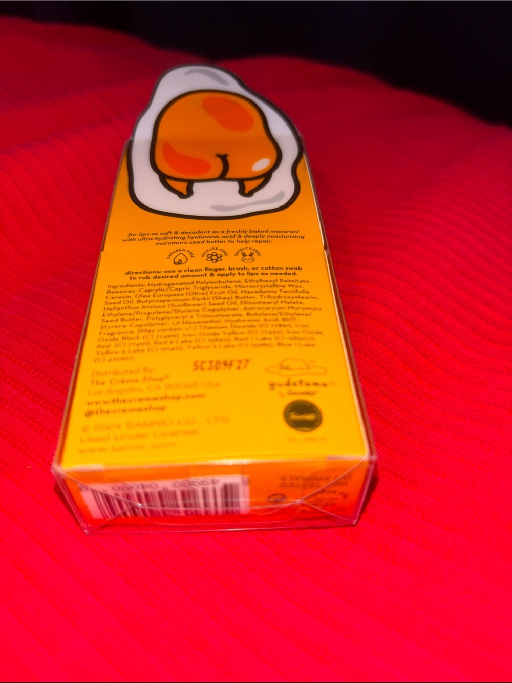 The Crème Shop x Gudetama Macaron Lip Balm - Yellow Moisturizing Gloss NIB - Picture 5 of 6